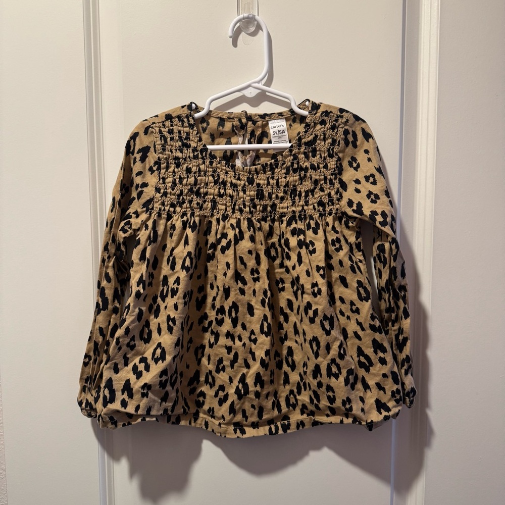 5T Carter's Tan and Black Leopard Blouse
